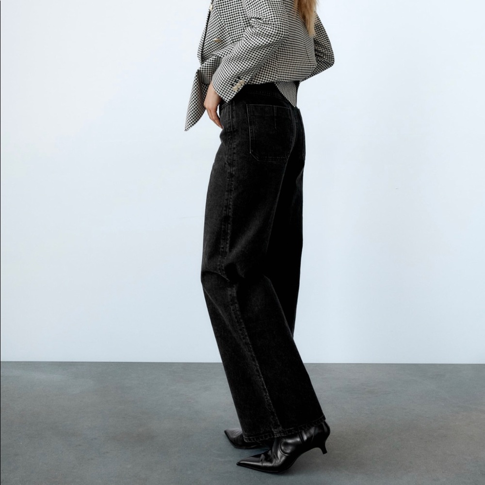 NWT Zara High rise wide leg jeans black size 24 & 28 - Picture 8 of 12